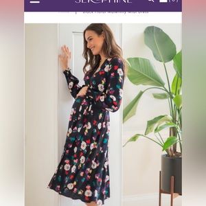 Seraphine Black Floral Maternity Midi Dress